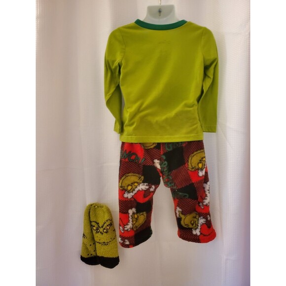 Grinch Christmas Fleece Pj Set With Socks Sz 2t - 0033 - Picture 2 of 5